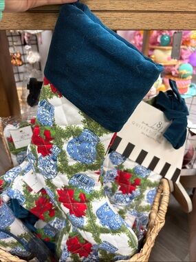 Quilt stocking poinsettias by 8 oak lane